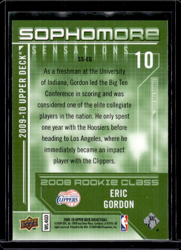 2009-10 Upper Deck #SS-EG Eric Gordon Sophomore Sensations