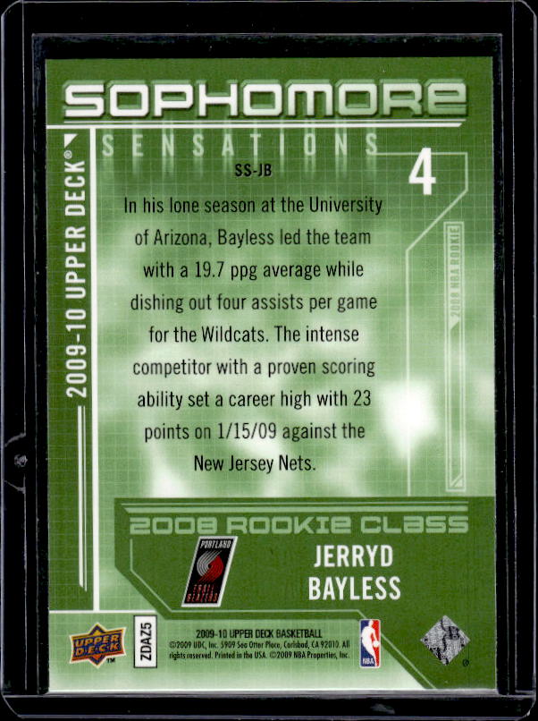2009-10 Upper Deck #SS-JB Jerryd Bayless Sophomore Sensations
