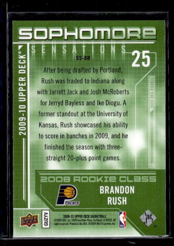 2009-10 Upper Deck #SS-BR Brandon Rush Sophomore Sensations