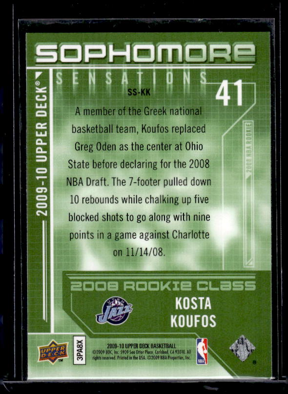 2009-10 Upper Deck #SS-KK Kosta Koufos Sophomore Sensations