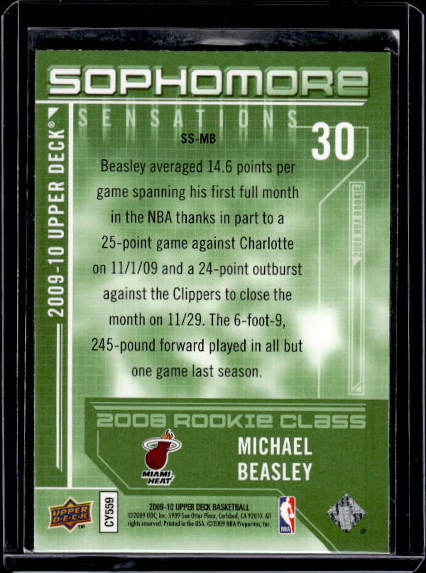 2009-10 Upper Deck #SS-MB Michael Beasley Sophomore Sensations