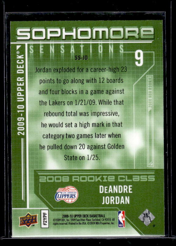 2009-10 Upper Deck #SS-JO DeAndre Jordan Sophomore Sensations