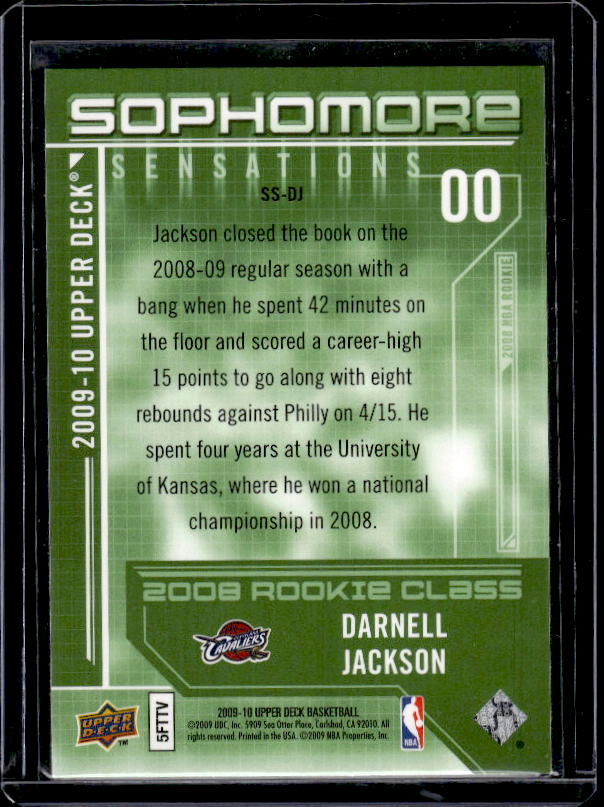 2009-10 Upper Deck #SS-DJ Darnell Jackson Sophomore Sensations Autographs #/199