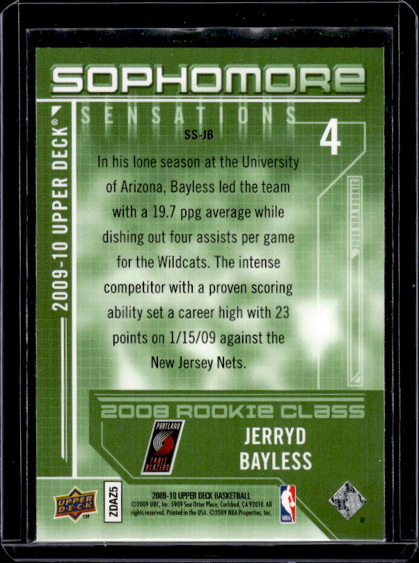 2009-10 Upper Deck #SS-JB Jerryd Bayless Sophomore Sensations