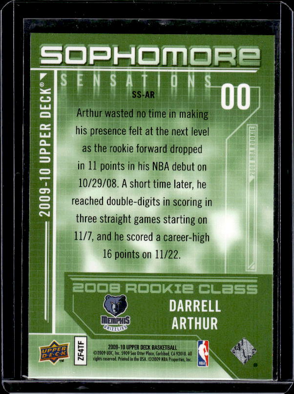 2009-10 Upper Deck #SS-AR Darrell Arthur Sophomore Sensations