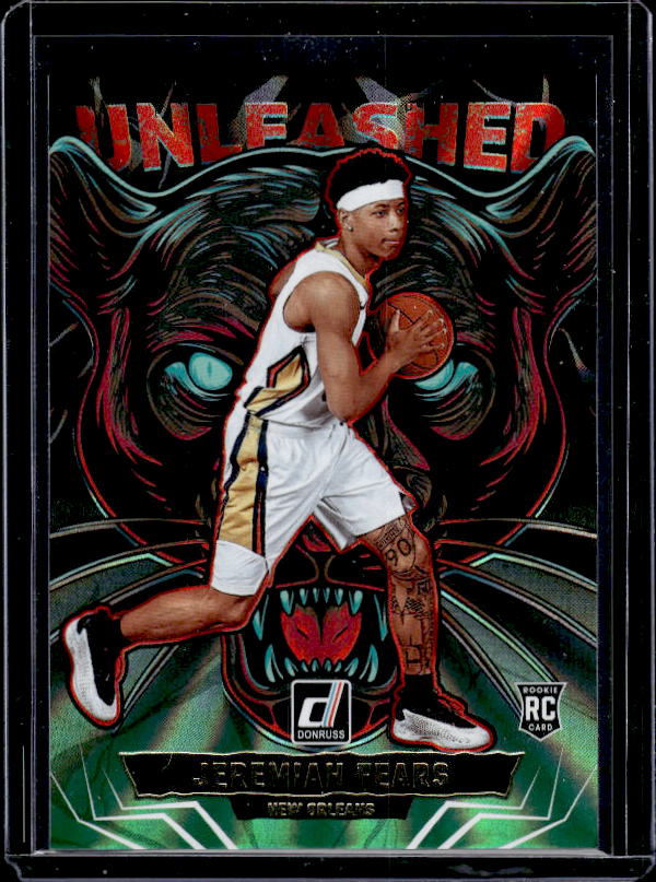 2025-26 Donruss Basketball #9 Jeremiah Fears Unleashed Green Lazer
