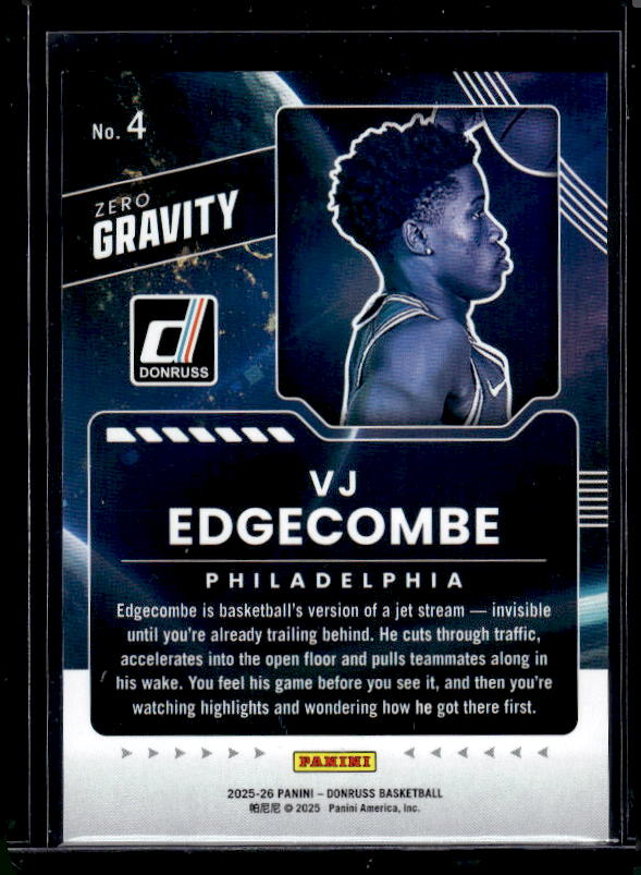 2025-26 Donruss Basketball #4 VJ Edgecombe Zero Gravity Green Lazer