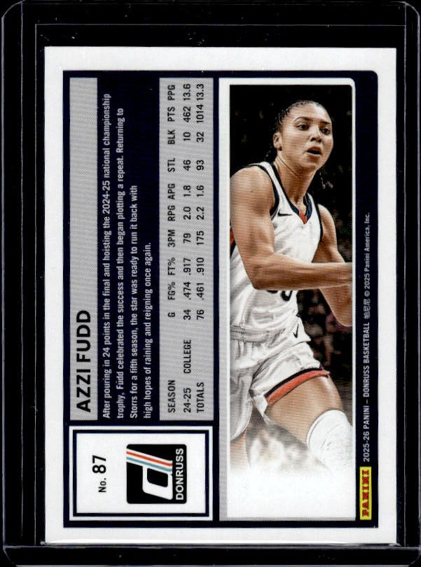2025-26 Donruss Basketball #87 Azzi Fudd Pink Hyper #/15 Rated Prospect #/15