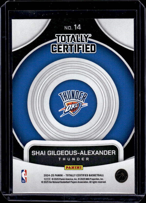 2024-25 Panini Totally Certified #14 Shai Gilgeous-Alexander On Target Mirror