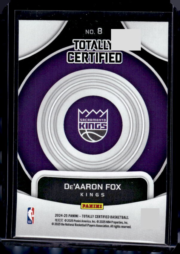 2024-25 Panini Totally Certified #8 De'Aaron Fox On Target