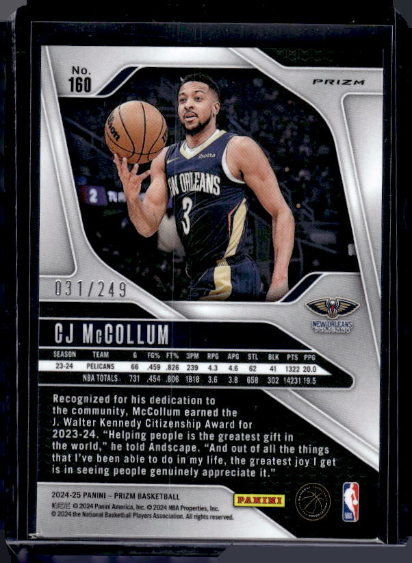 2024-25 Panini Prizm #160 CJ McCollum Prizms Pink #/249