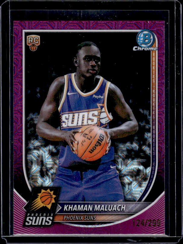 2025-26 Bowman #BCV-10 Khaman Maluach Chrome Fuchsia Mojo Refractors #/299