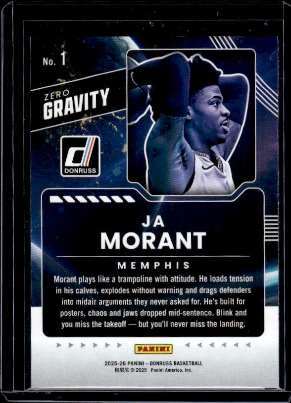 2025-26 Donruss Basketball #1 Ja Morant Zero Gravity Green Holo Lazer