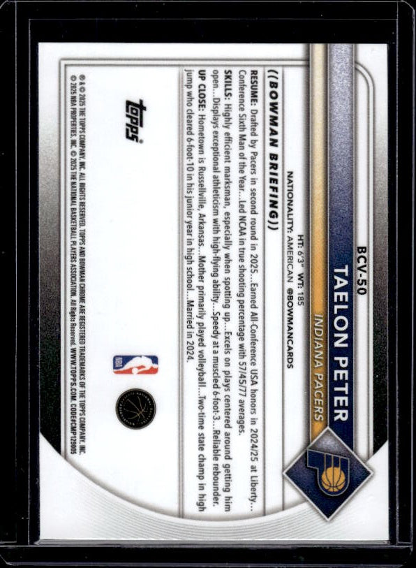 2025-26 Bowman #BCV-50 Taelon Peter Chrome Mojo Refractors