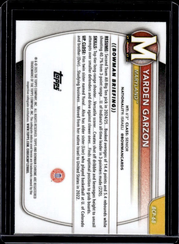 2025-26 Bowman #BCP-68 Yarden Garzon Chrome Prospects Mojo Refractor