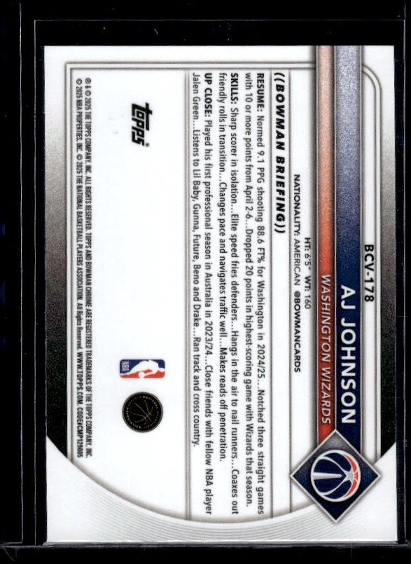 2025-26 Bowman #BCV-178 AJ Johnson Chrome Mojo Refractors