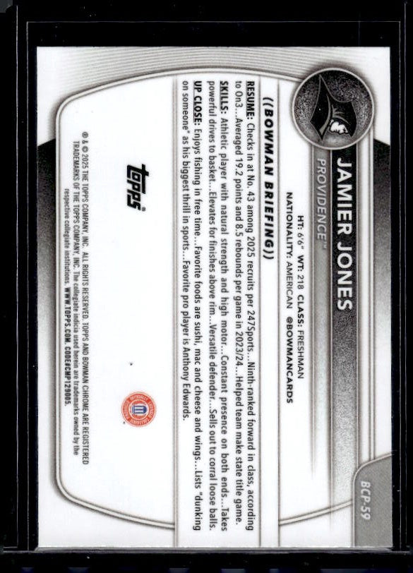 2025-26 Bowman #BCP-59 Jamier Jones Chrome Prospects Mojo Refractor