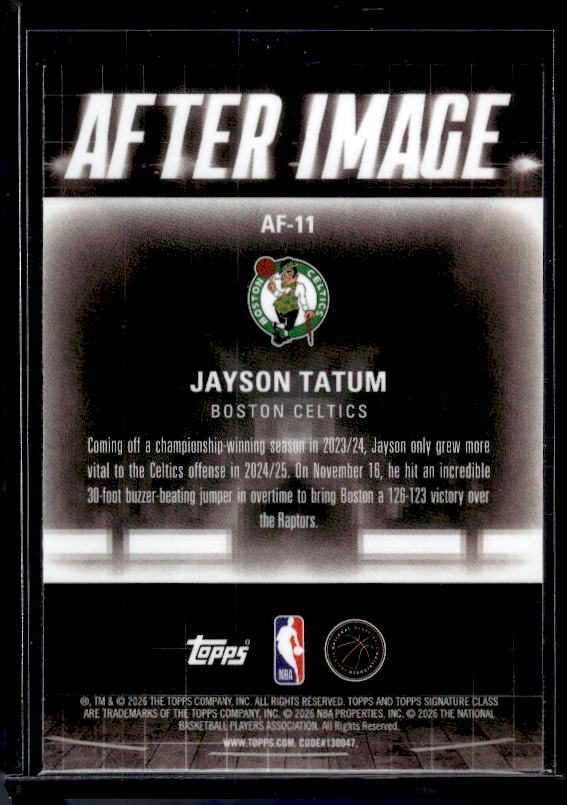 2025-26 Topps Signature Class #AF-11 Jayson Tatum After Image