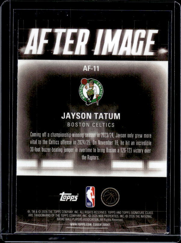 2025-26 Topps Signature Class #AF-11 Jayson Tatum After Image