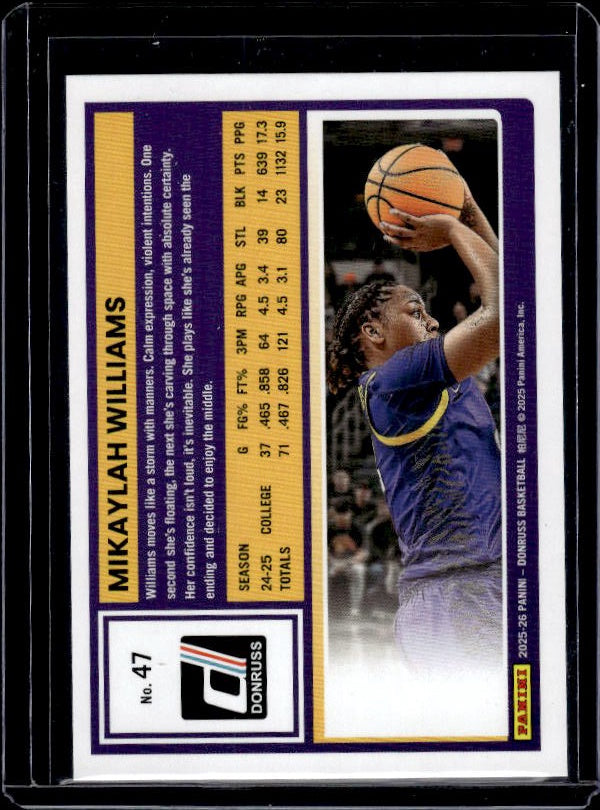 2025-26 Donruss #47 Mikaylah Williams Holo Green Laser
