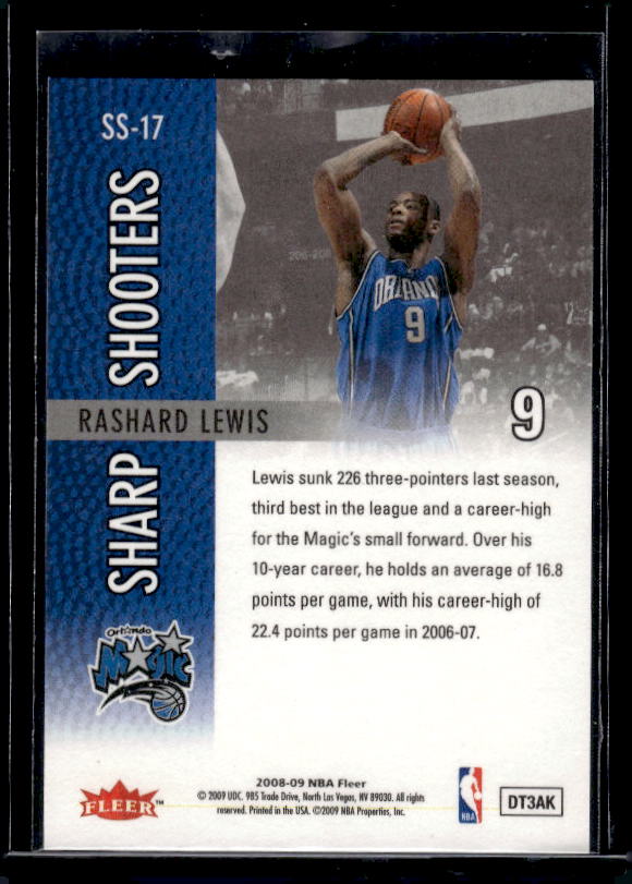 2008-09 Fleer #SS-17 Rashard Lewis Sharp Shooters
