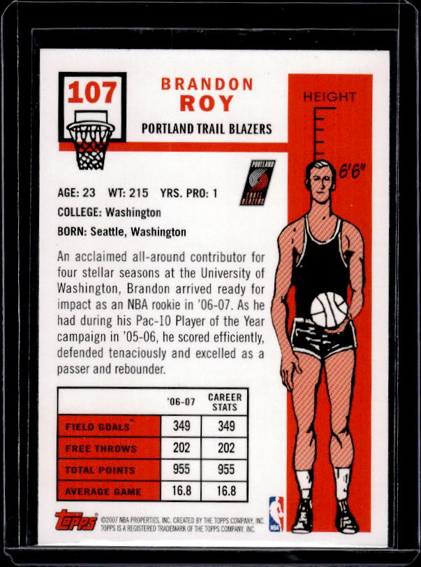 2007-08 Topps #107 Brandon Roy 1957-58 Variations