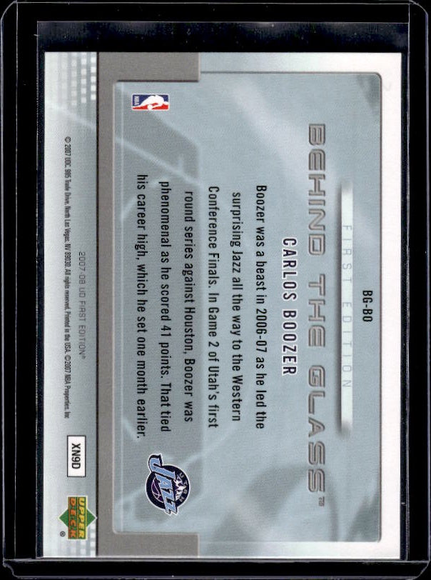 2007-08 Upper Deck First Edition #BG-BO Carlos Boozer Behind the Glass
