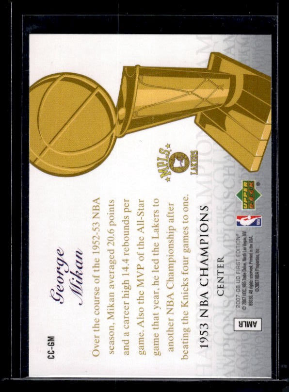2007-08 Upper Deck First Edition #CC-GM George Mikan Champions of the Court