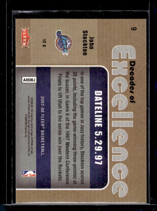 2007-08 Fleer #9 John Stockton Decades of Excellence