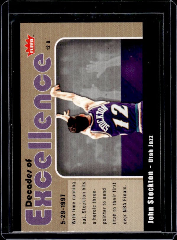 2007-08 Fleer #9 John Stockton Decades of Excellence