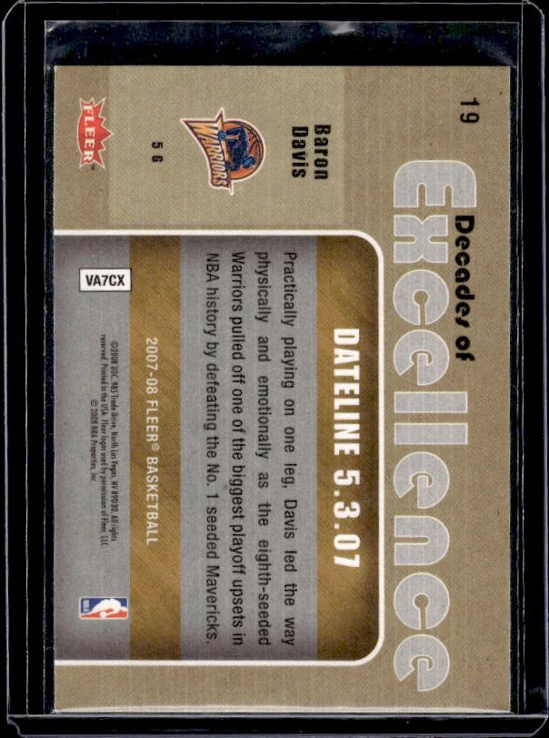 2007-08 Fleer #19 Baron Davis Decades of Excellence
