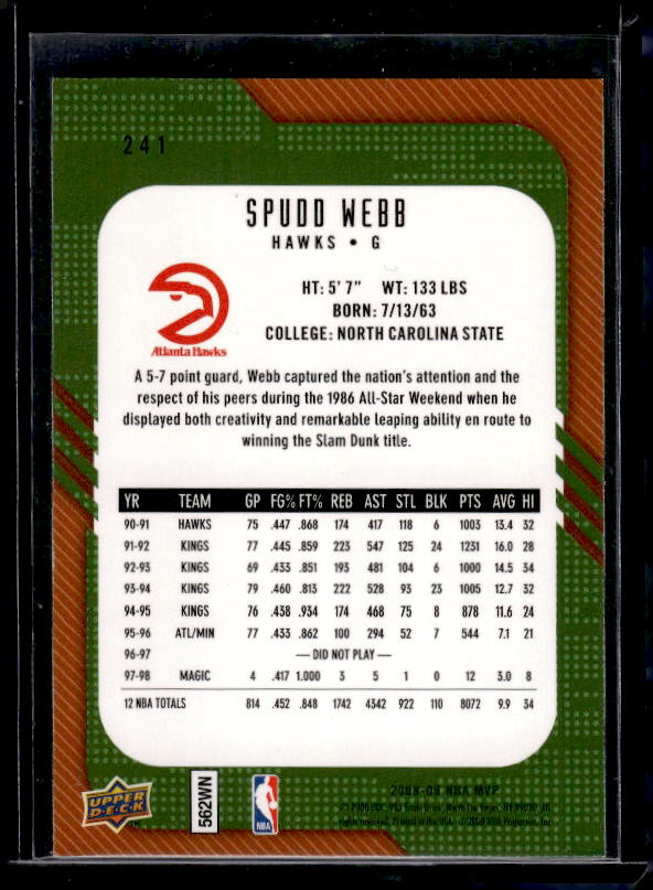 2008-09 Upper Deck MVP #241 Spud Webb