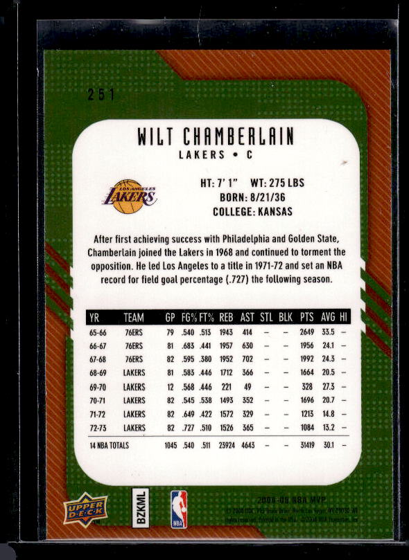 2008-09 Upper Deck MVP #251 Wilt Chamberlain
