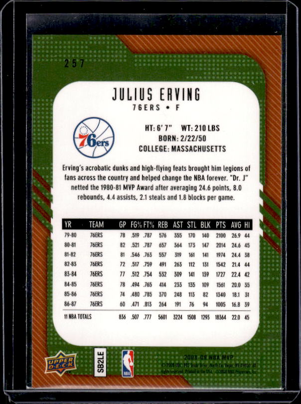 2008-09 Upper Deck MVP #257 Julius Erving
