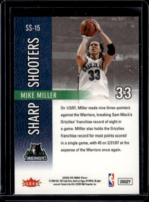 2008-09 Fleer #SS-15 Mike Miller Sharp Shooters