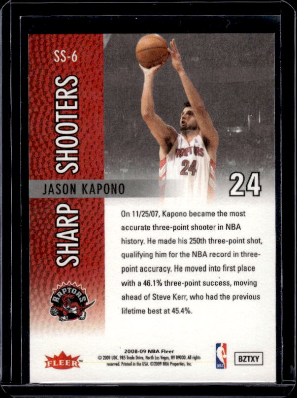 2008-09 Fleer #SS-6 Jason Kapono Sharp Shooters
