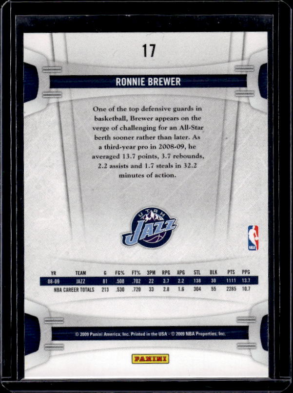 2009-10 Panini #17 Ronnie Brewer Future Stars