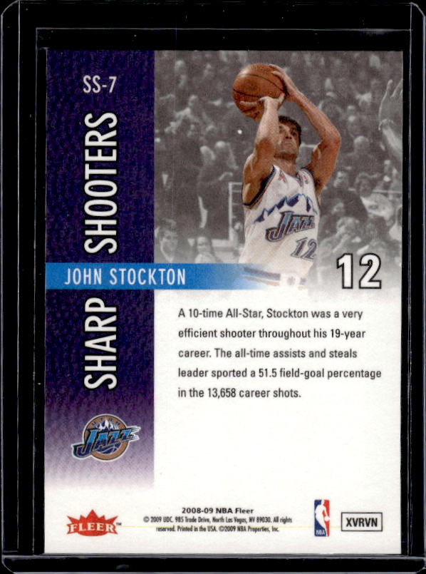 2008-09 Fleer #SS-7 John Stockton Sharp Shooters