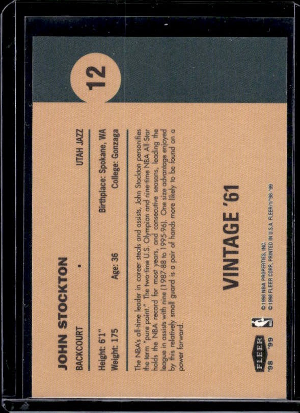 1998-99 Fleer Tradition #12 John Stockton Vintage '61