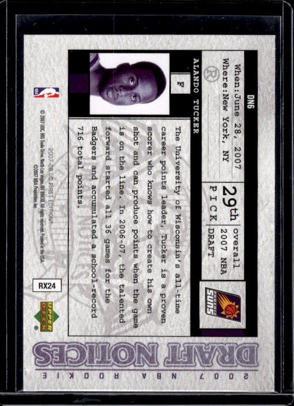 2007-08 Upper Deck First Edition #DN6 Alando Tucker Draft Notices