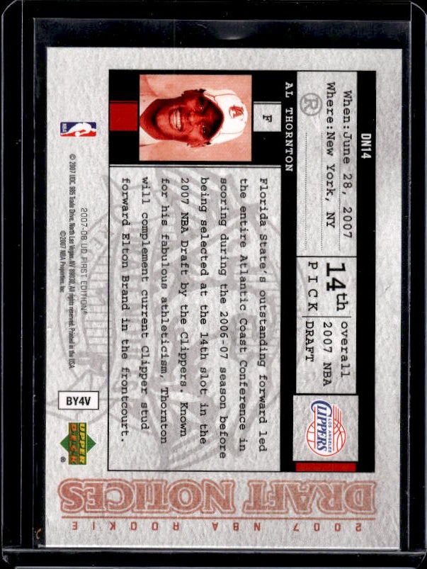 2007-08 Upper Deck First Edition #DN14 Al Thornton Draft Notices