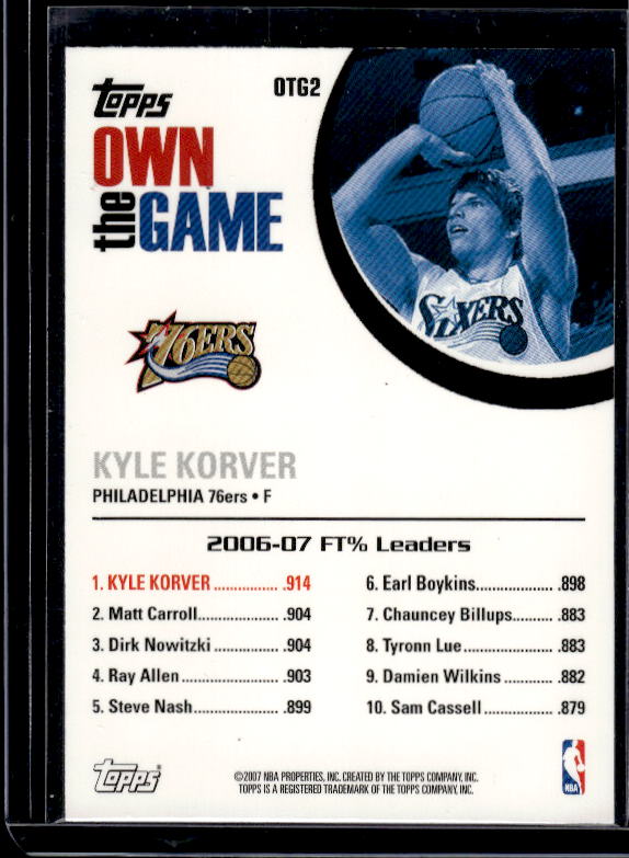 2007-08 Topps #OTG2 Kyle Korver Own the Game