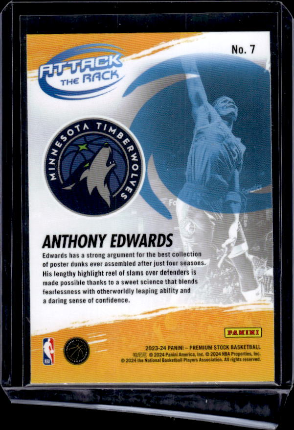 2023-24 Hoops Premium Stock #7 Anthony Edwards Attack The Rack
