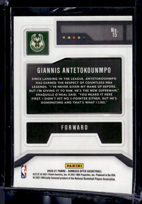 2020-21 Donruss Optic #15 Giannis Antetokounmpo T-Minus 3...2...1