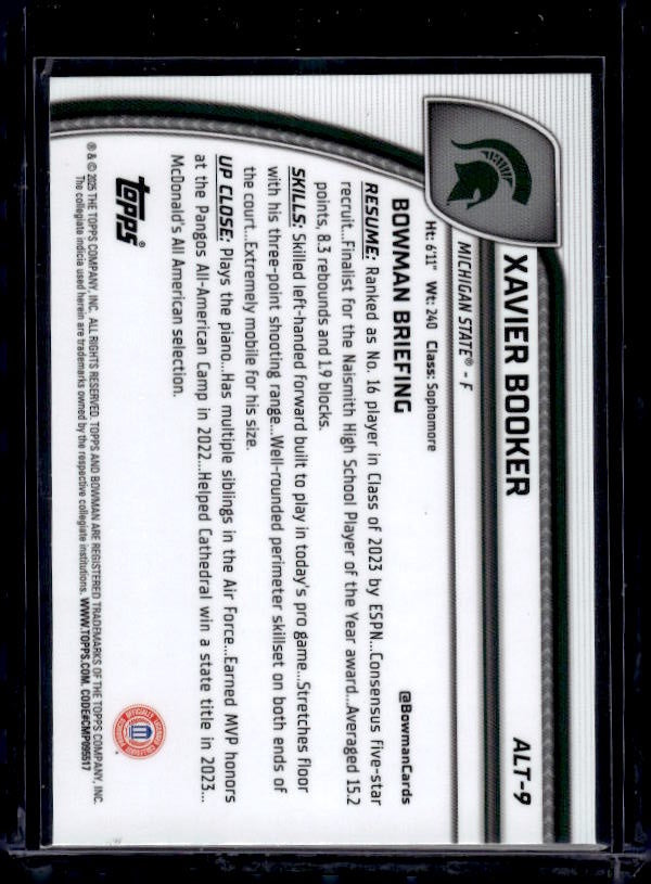 2024-25 Bowman University Chrome #ALT-9 Xavier Booker Black Wave Refractor
