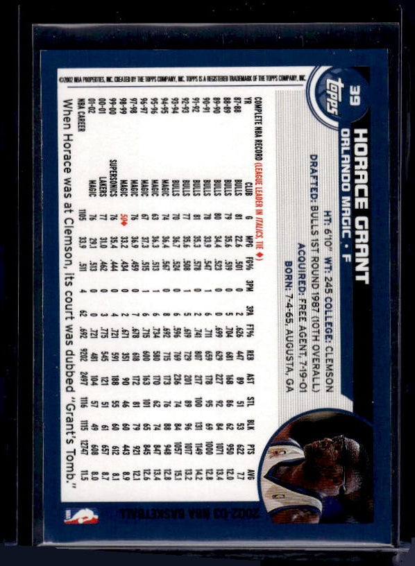 2002-03 Topps #39 Horace Grant
