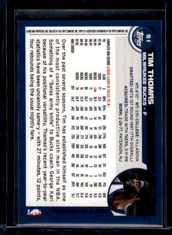 2002-03 Topps #51 Tim Thomas