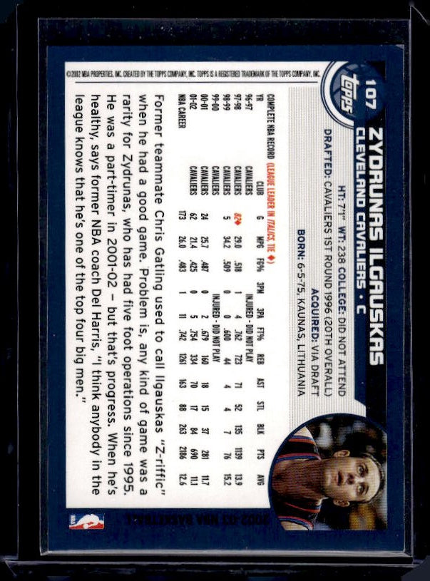 2002-03 Topps #107 Zydrunas Ilgauskas