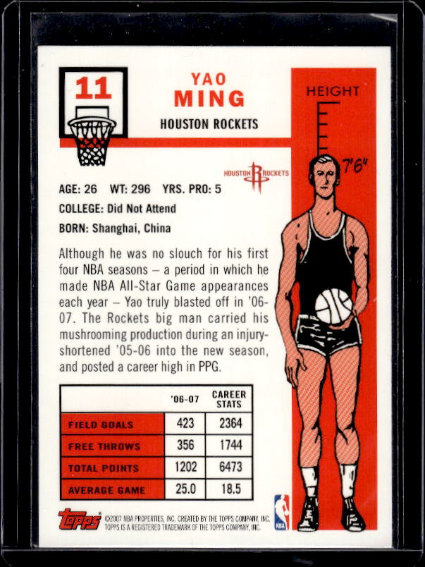 2007-08 Topps #11 Yao Ming 1957-58 Variations