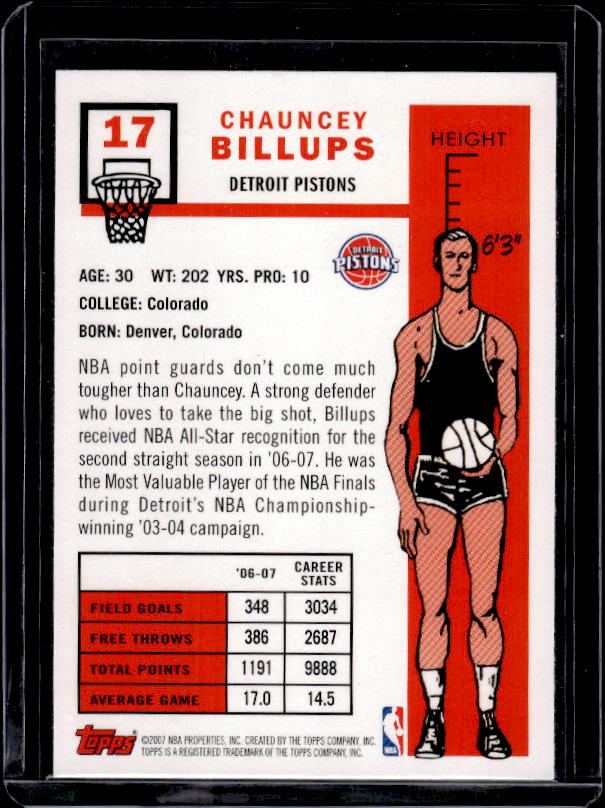 2007-08 Topps #17 Chauncey Billups 1957-58 Variations